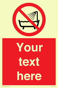 Custom Do not use this device in a bathtub shower or water-filled reservoir